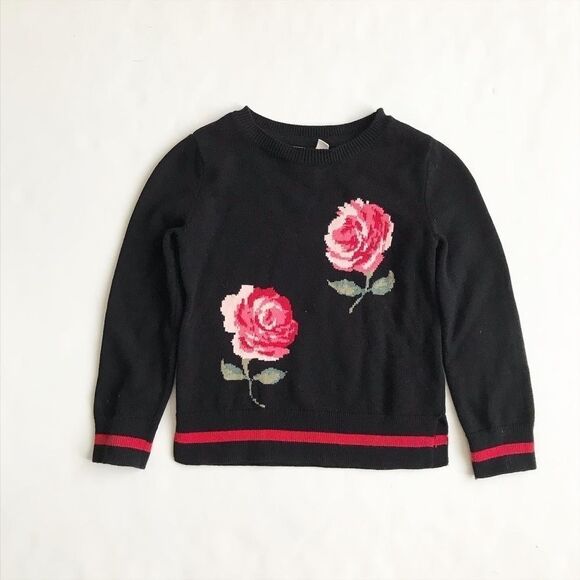 Gapkids navy blue knit rose sweater EUC S(6-7Y) - Picture 1 of 4